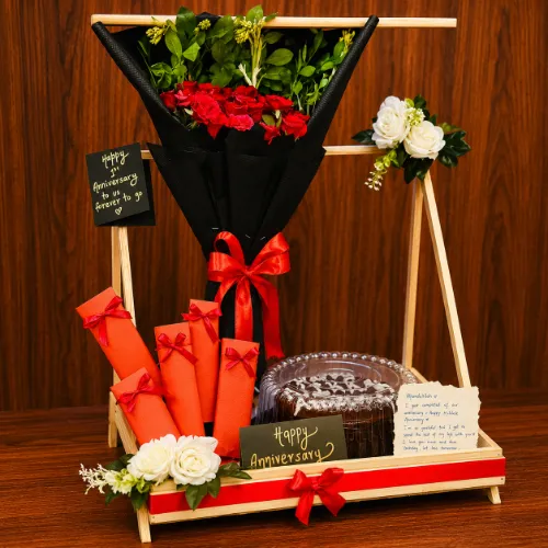 Anniversary Rose &amp; Luxury Gift Hamper Tray