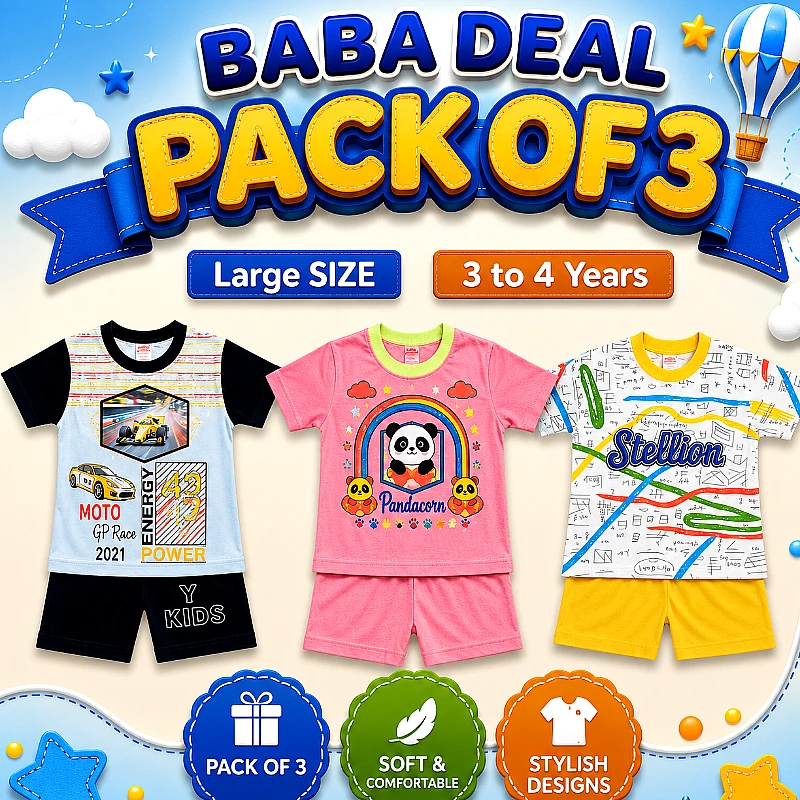 Baba Dress Large Deal 4 (3 to 4 years) Pack of 3
