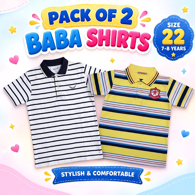 Baba Polo Shirt Deal 1 Size 22 Inch Pack of 2
