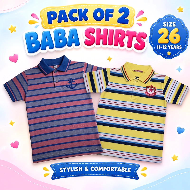 Baba Polo Shirt Deal 1 Size 26 inch Pack of 2