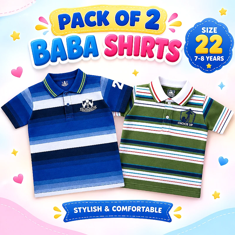 Baba Polo Shirt Deal 2 Size 22 Inch Pack of 2