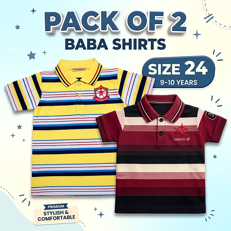 Baba Polo Shirt Deal 2 Size 24 Inch Pack of 2