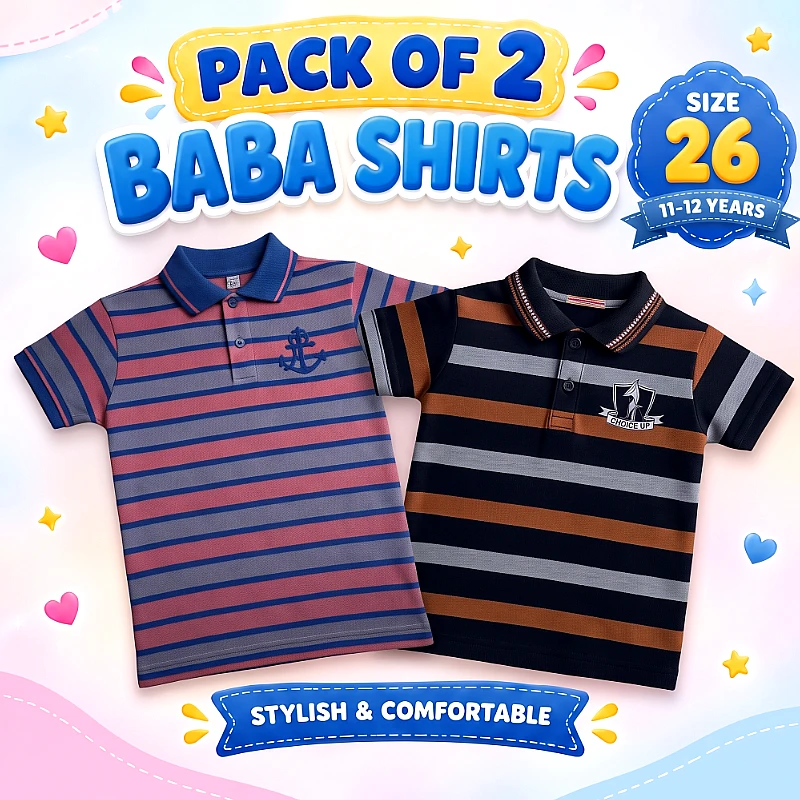 Baba Polo Shirt Deal 2 Size 26 inch Pack of 2