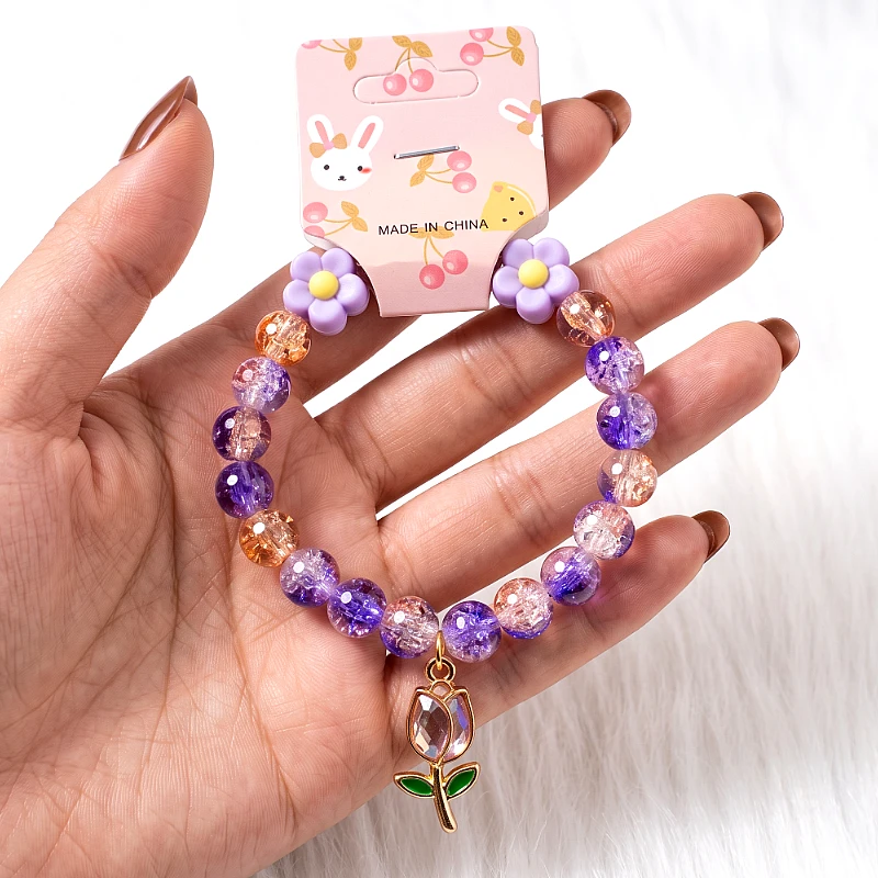 Baby Bead Bracelet with Flower Charm (1 to 8 Yrs)