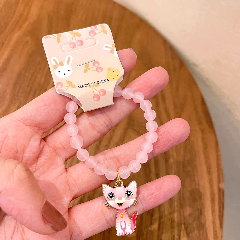 Baby Beads Bracelet Pink Kitty Charm (1 to 7 yrs)