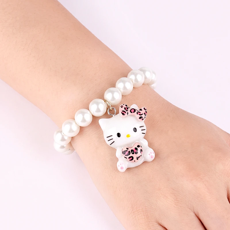 Baby Beads Bracelet white Kitty Charm (1 to 7 Yrs)