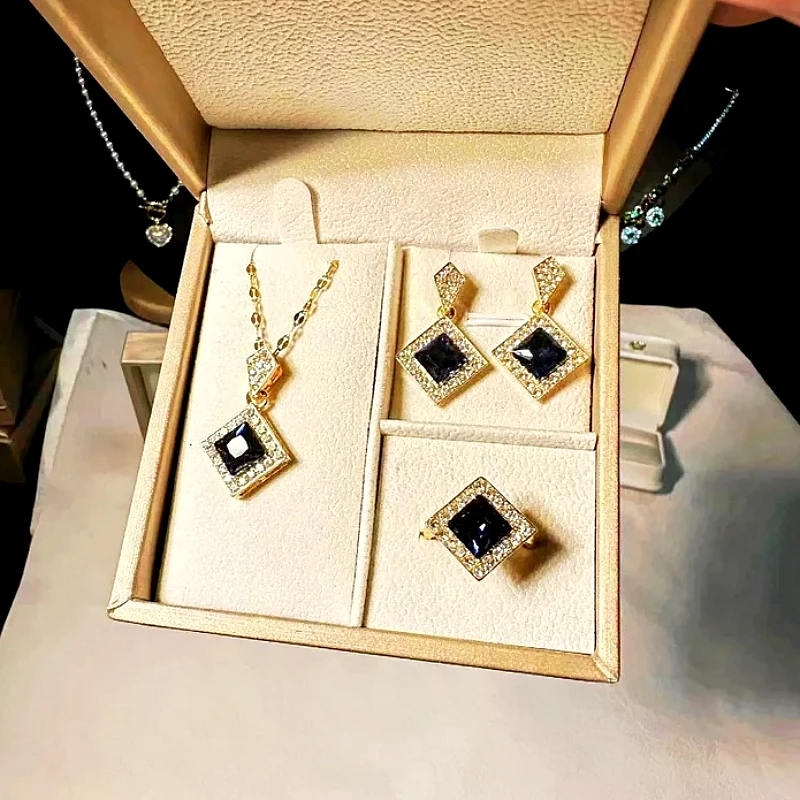 Beautiful Blue Square Jewelry Set