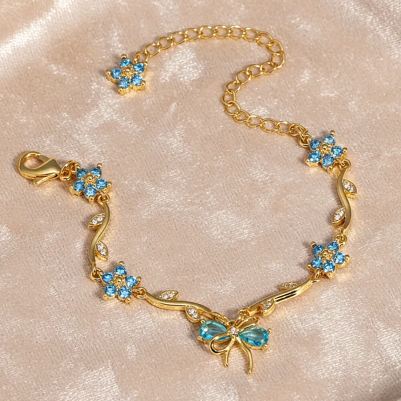 Blue Flower Bow Bracelet