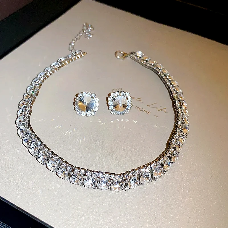 Crystal Choker Jewelry Set