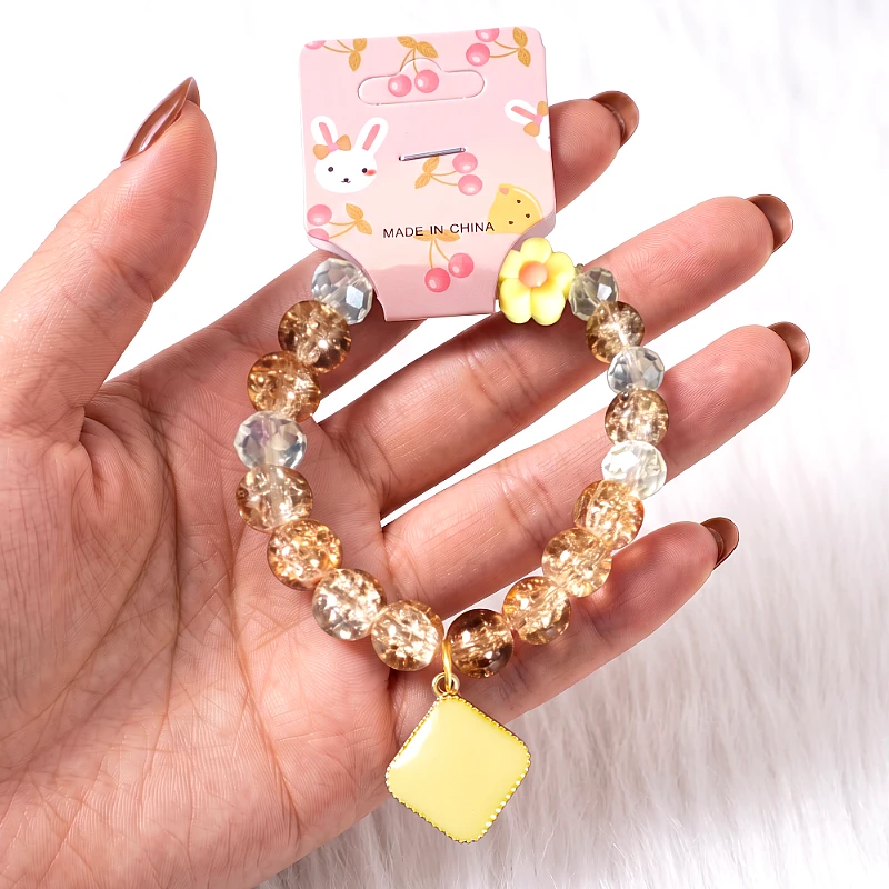 Crystal Golden Bead Bracelet and Charm 1 to 8 Yrs