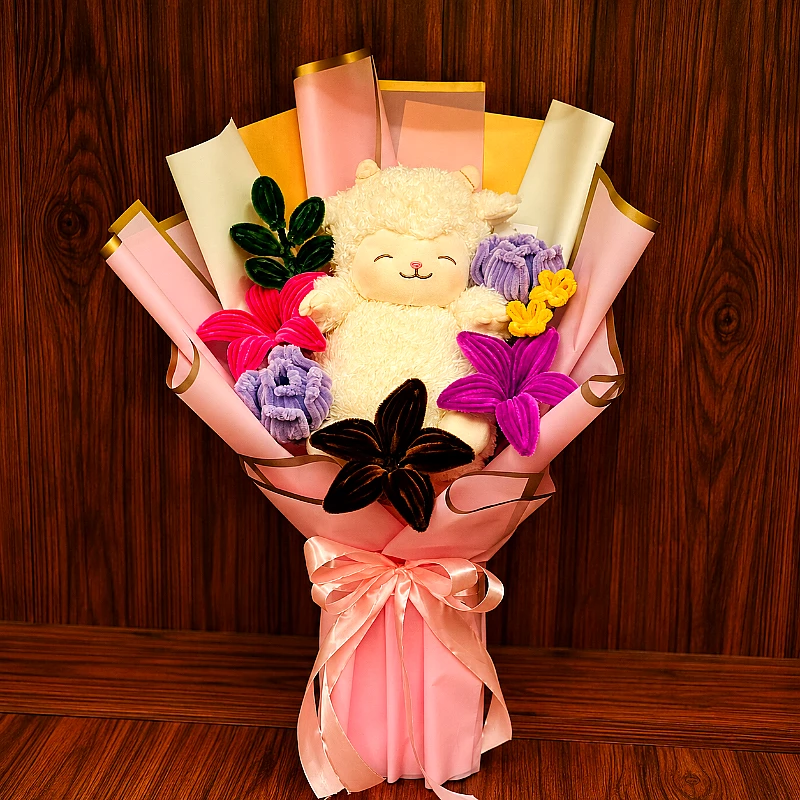 Cute Sheep Pipe Cleaner Flower Bouquet