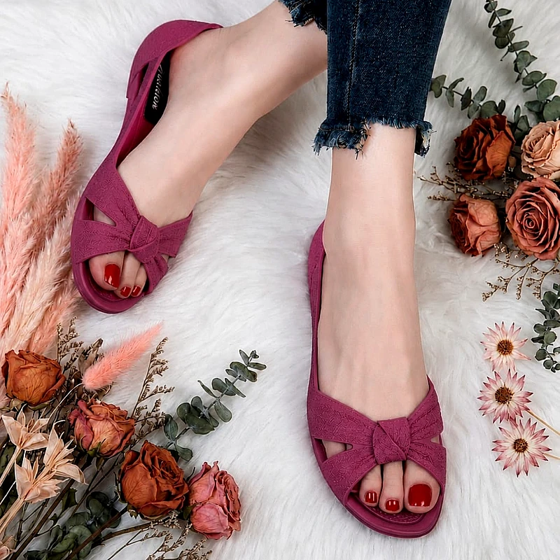 Elegant Knot Detail Cut-Out Flat Sandals for Women