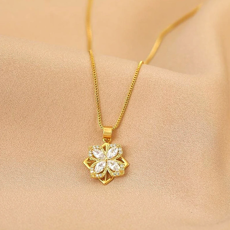 Gold Crystal Flower Necklace