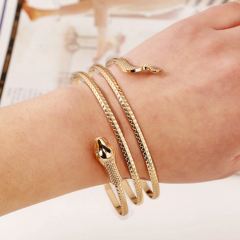 Gold Snake Bangle luxury style Bracelet  - Product Image