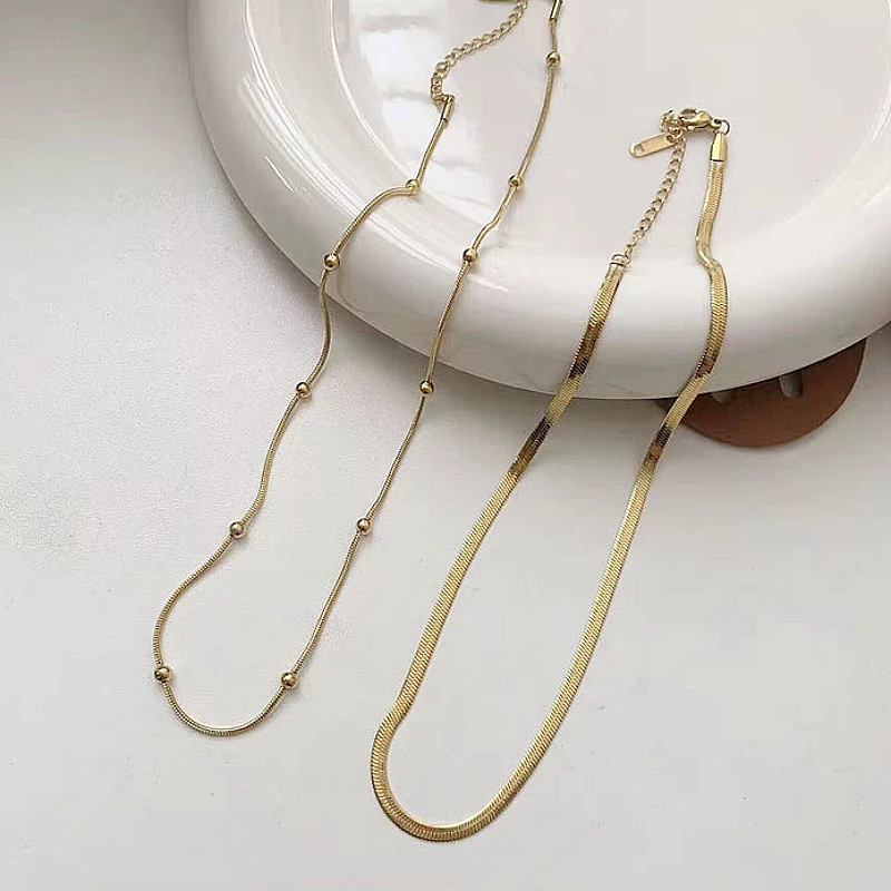 Gold-Tone Double-Layer Herringbone Necklace