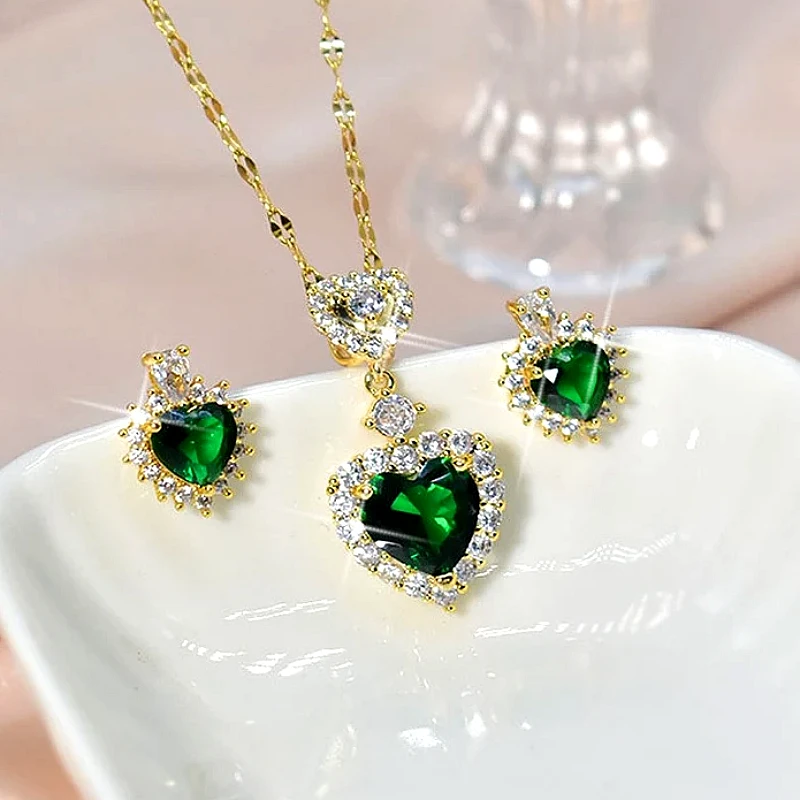 Green Heart Jewelry Set