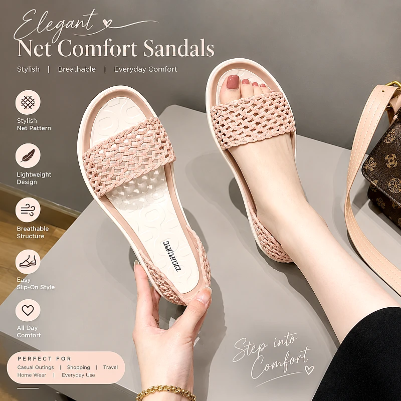 Korean Rubber Chic Net Comfort Sandals
