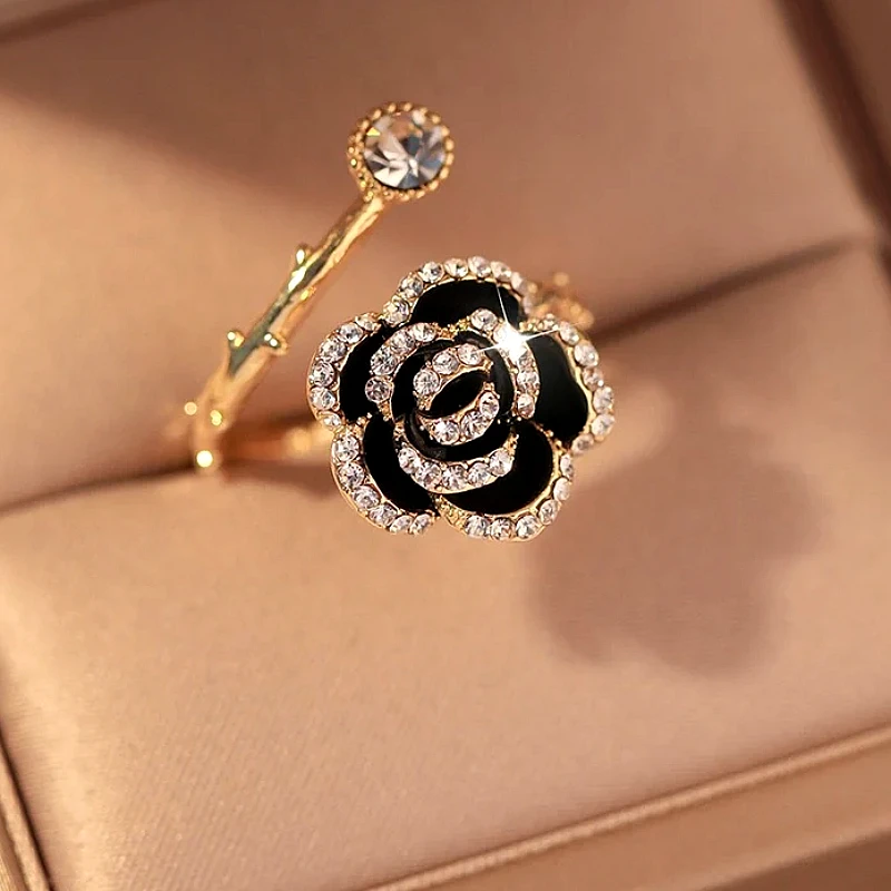 Luxury Black Flower Pearl Jewelry Set