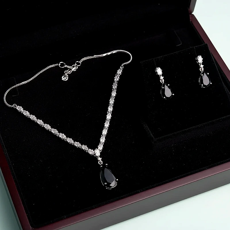 Luxury Black Teardrop Jewelry Set