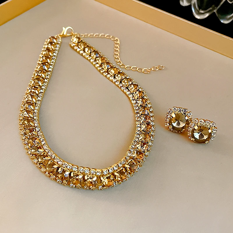 Luxury Gold Crystal Jewelry Set