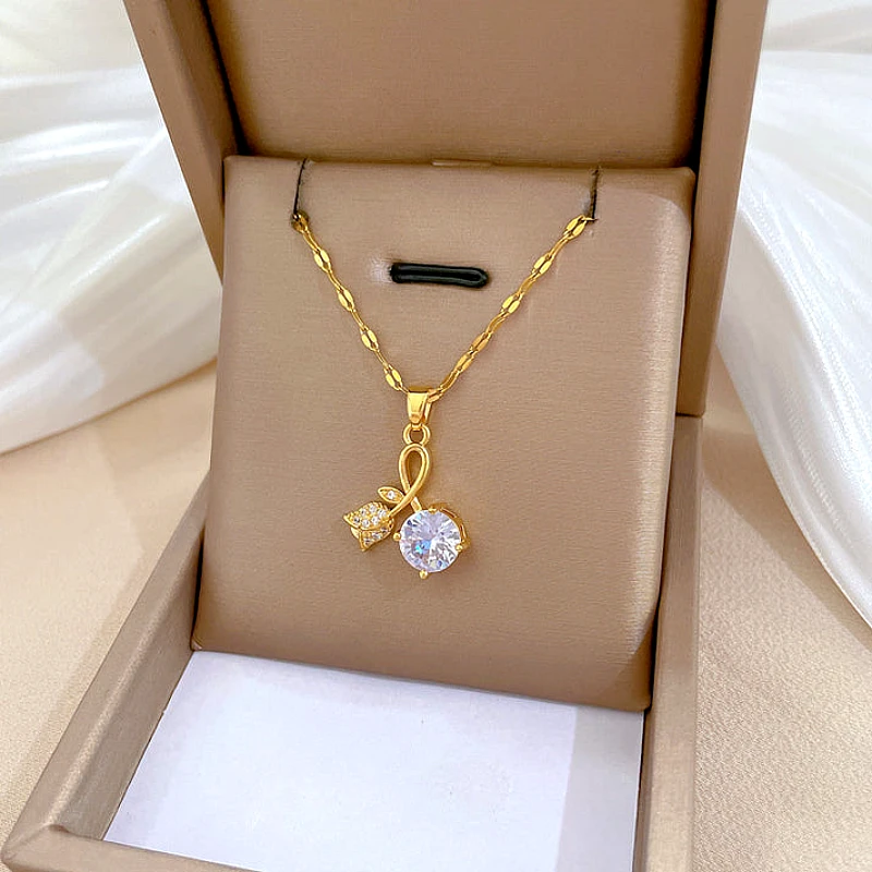 Luxury Gold Flower Diamond - Necklace