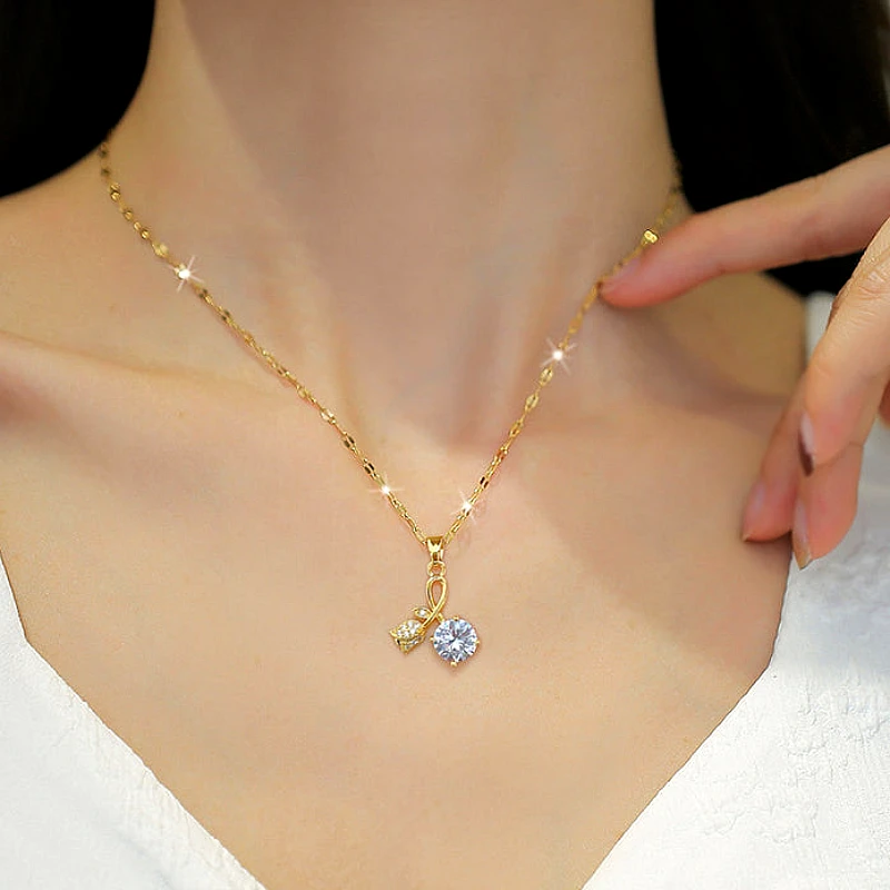 Luxury Gold Flower Diamond - Necklace