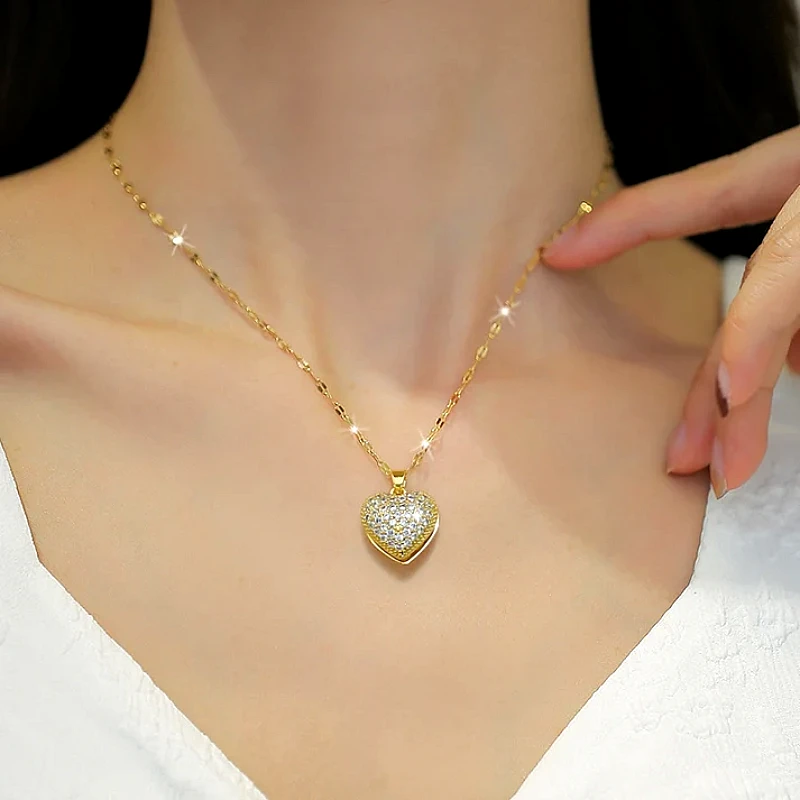Luxury Gold Heart Pearl Necklace  