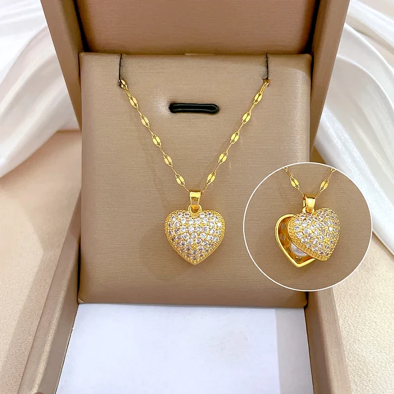 Luxury Gold Heart Pearl Necklace  