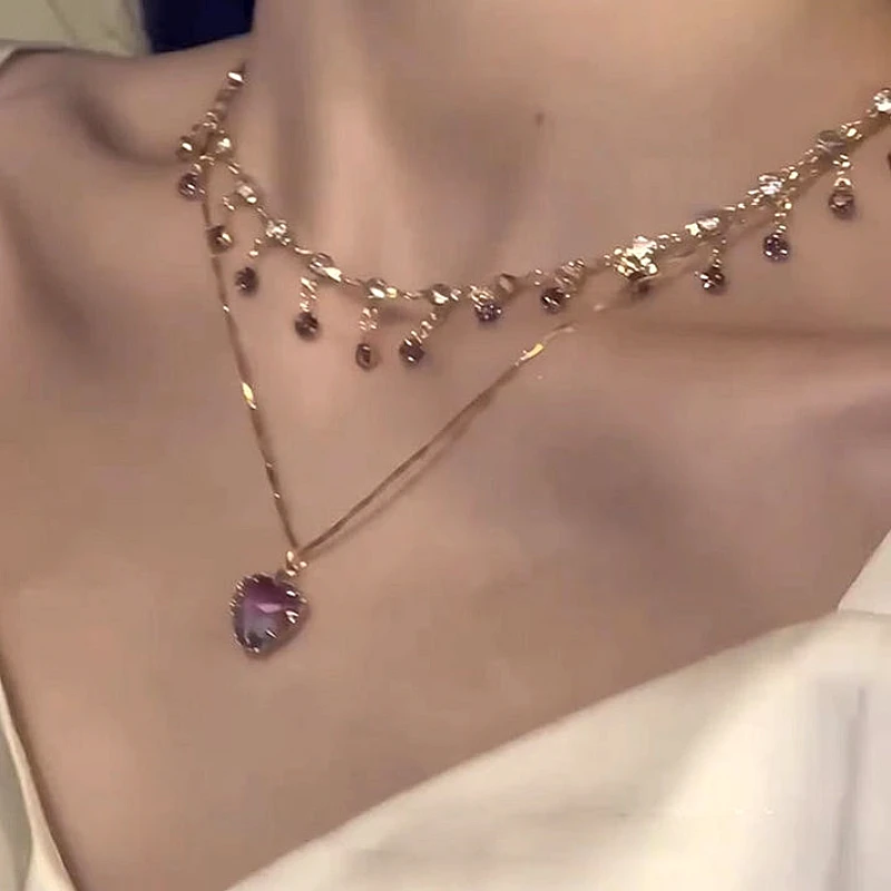 luxury premium style Layered Heart Necklace 
