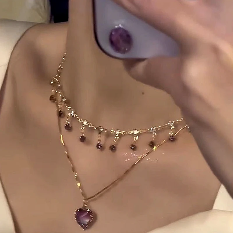 luxury premium style Layered Heart Necklace 