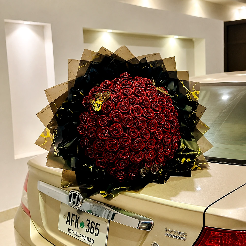 Luxury Red Satin Rose Romantic Gift Bouquet