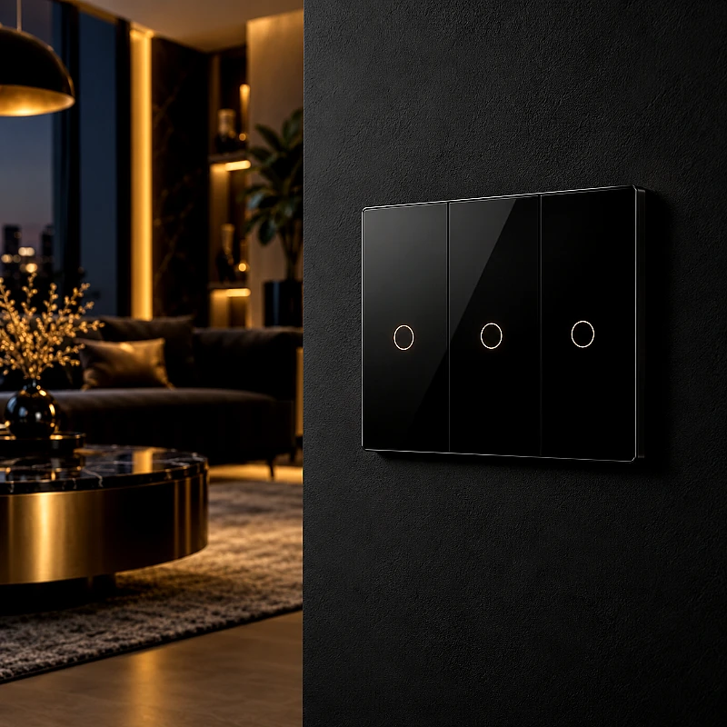 Modern Glass Touch Smart Switch – 3 Gang Wall Pane