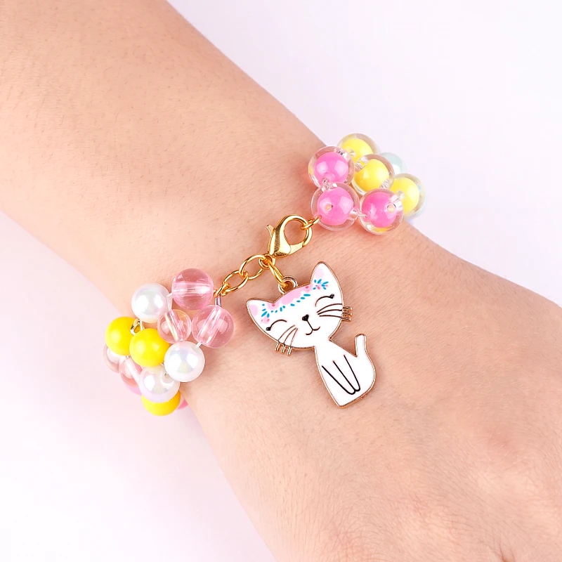 Multi Color Bead Bracelet Kitty Charm (1 to 7 Yrs)