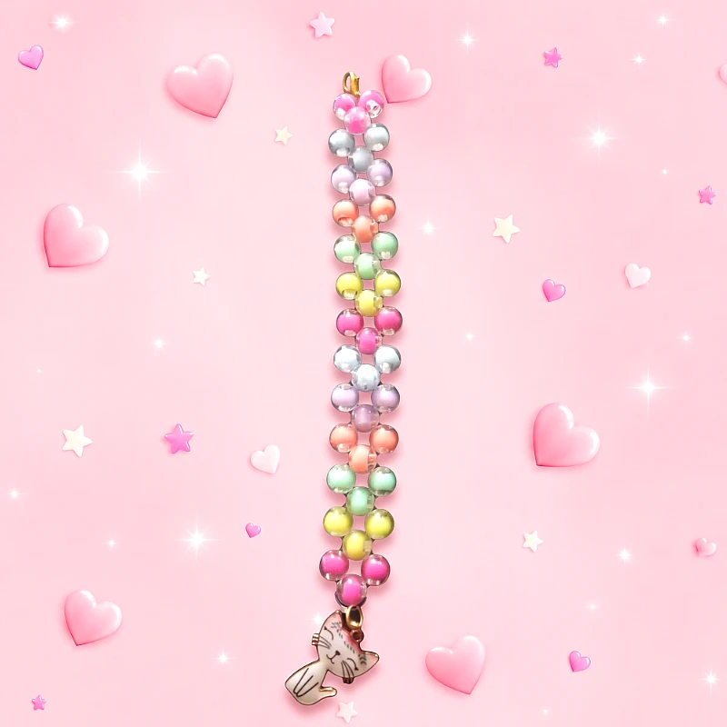 Multi Color Bead Bracelet Kitty Charm (1 to 7 Yrs)