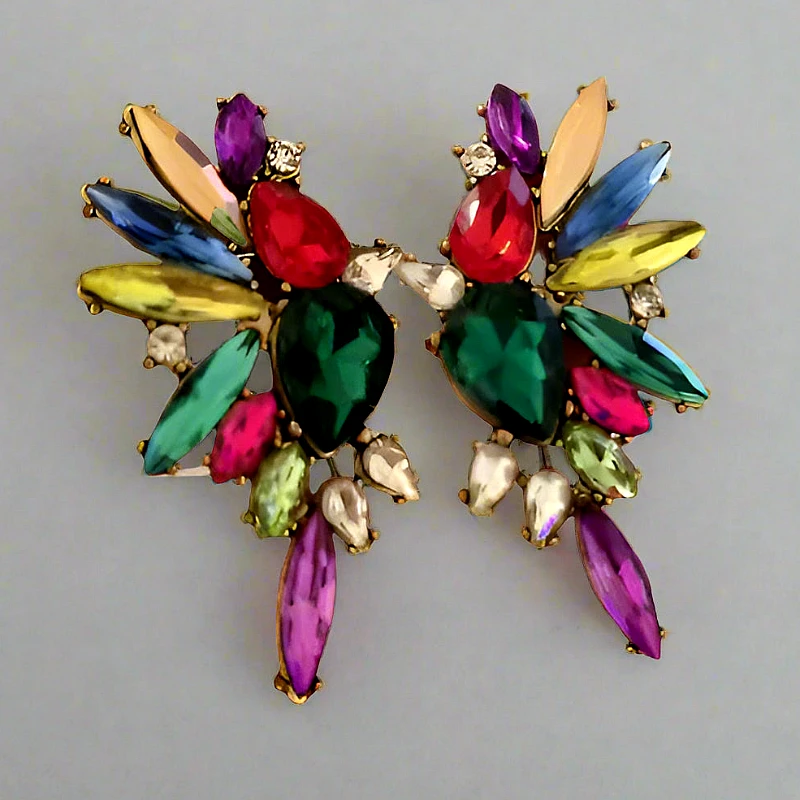 Multicolor Crystal Bird Earrings