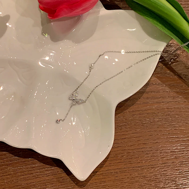 Pearl & Butterfly Silver - Necklace