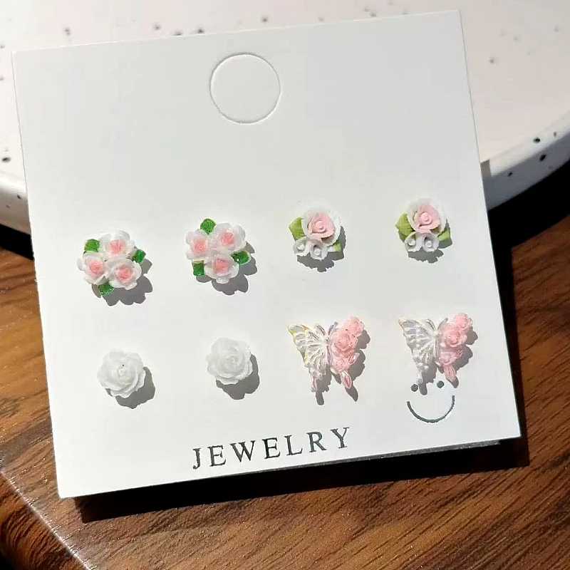 Pink Rose Butterfly Earrings