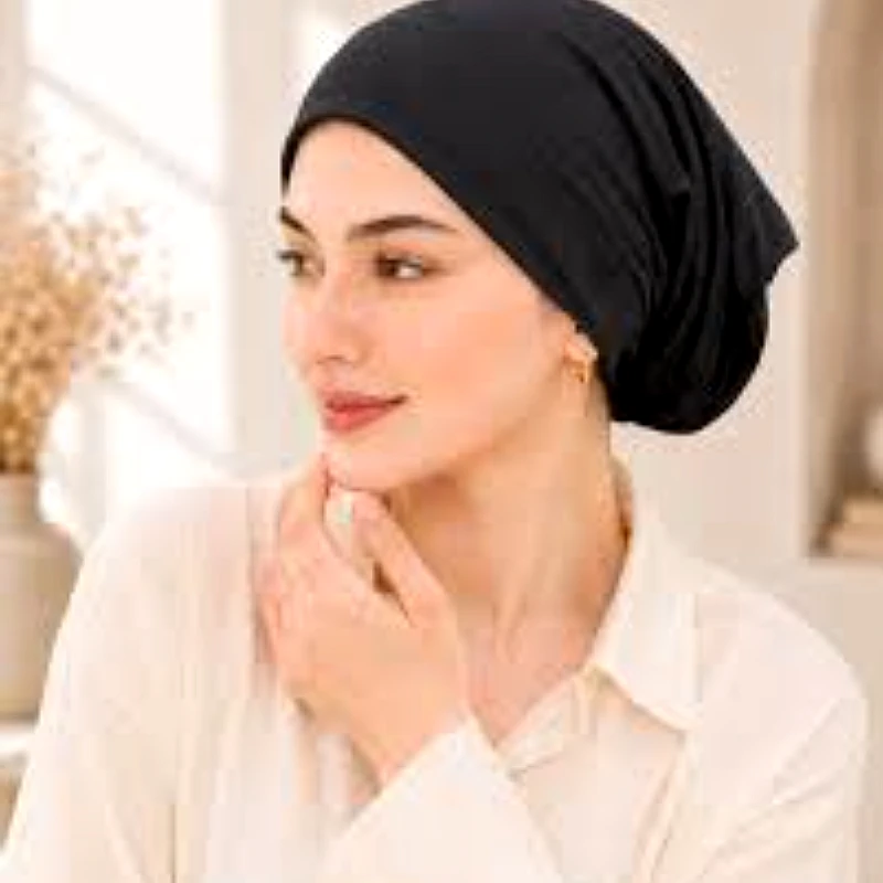 Premium Black Jersey Hijab Cap