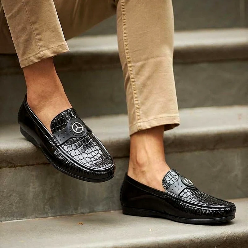 Premium Crocodile Pattern Rubber Loafers for Men