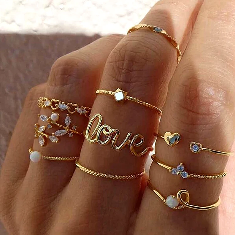 Premium Gold Stacking Ring Set