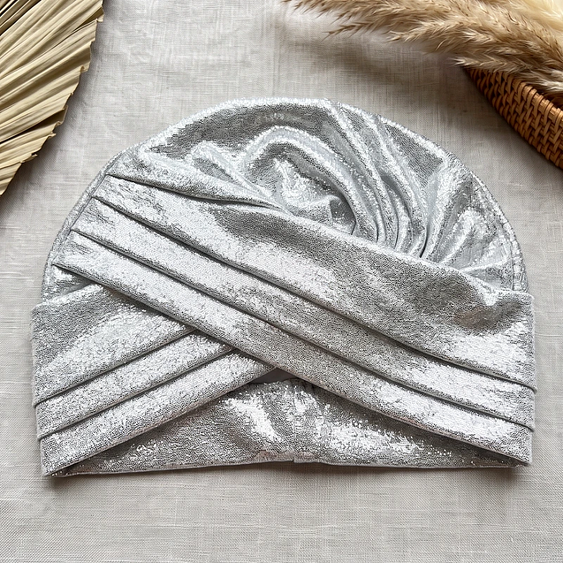 Premium Silver Sparkle Hijab Cap