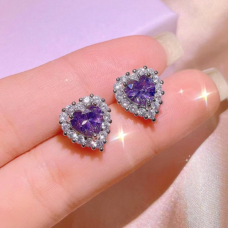 Purple Heart Stud Earrings
