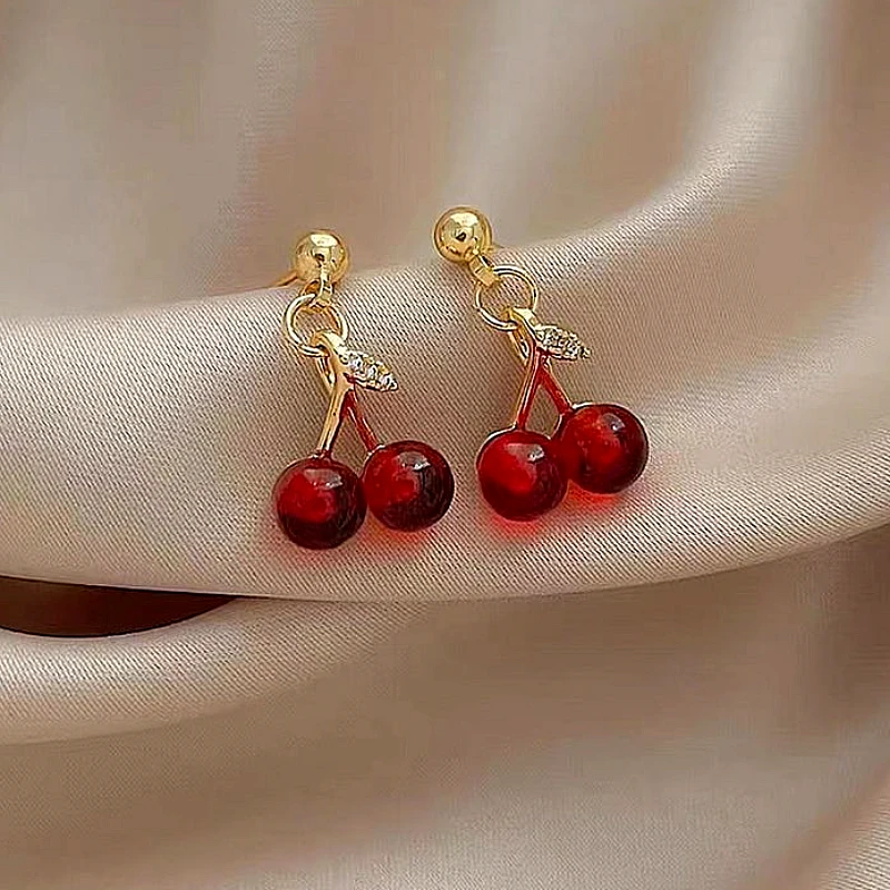 Red Cherry Drop Earrings