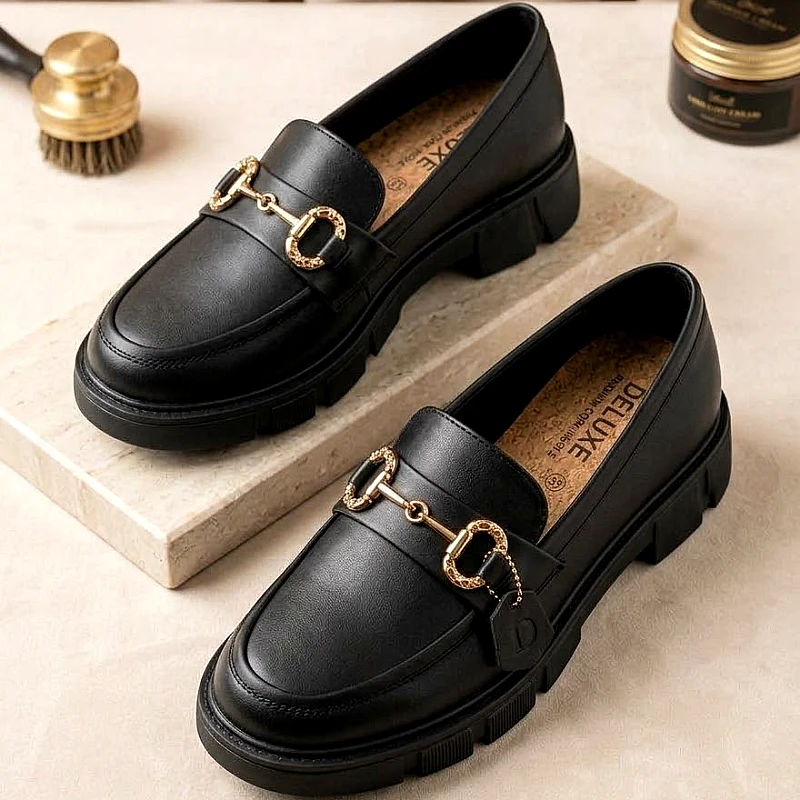 Rubber soft Elegant Buckle Royal Loafers 