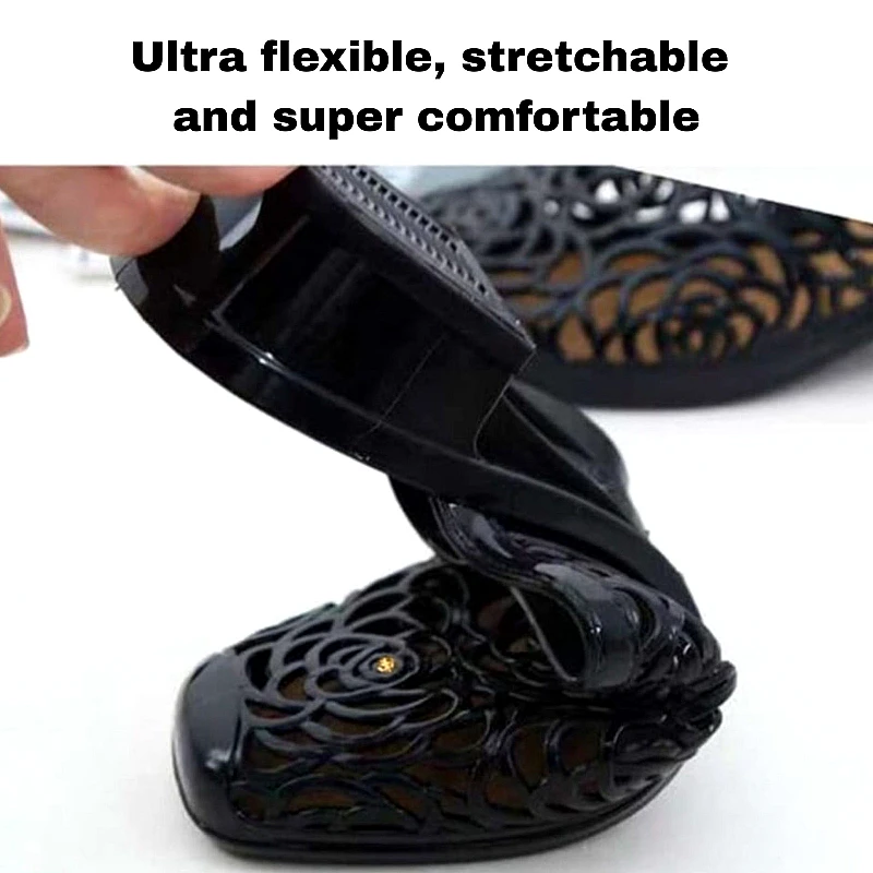 Rubber soft flower pattern heel shoes