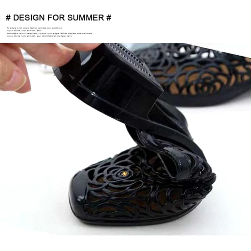 Rubber soft flower pattern heel shoes