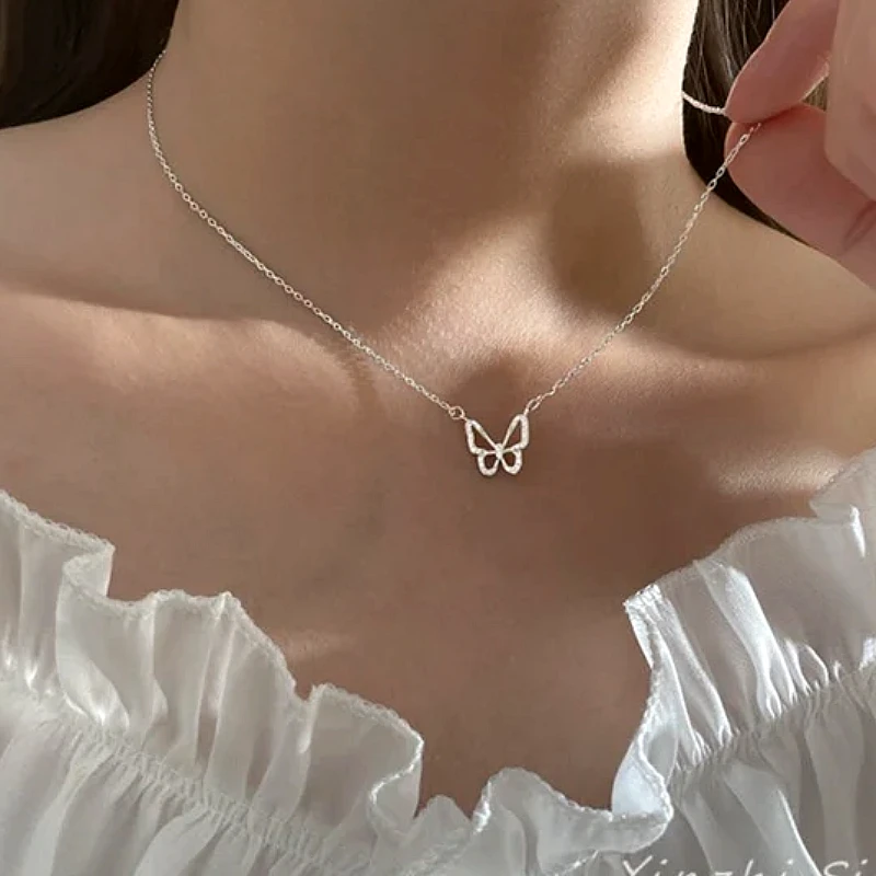 Silver Butterfly Pendant Necklace