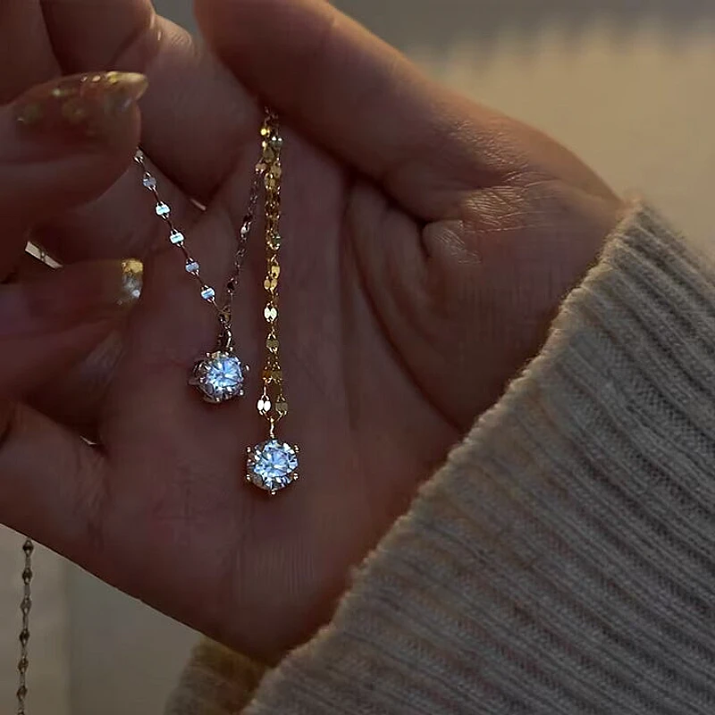 Solitaire Crystal Pendant Necklace