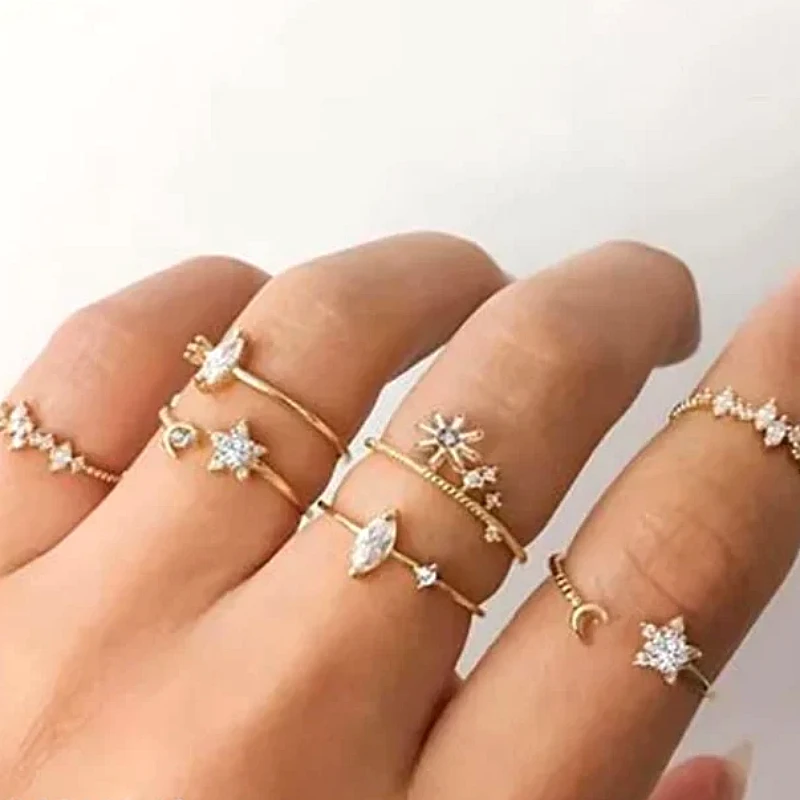 Sparkle Star Gold - Ring Set Of 7