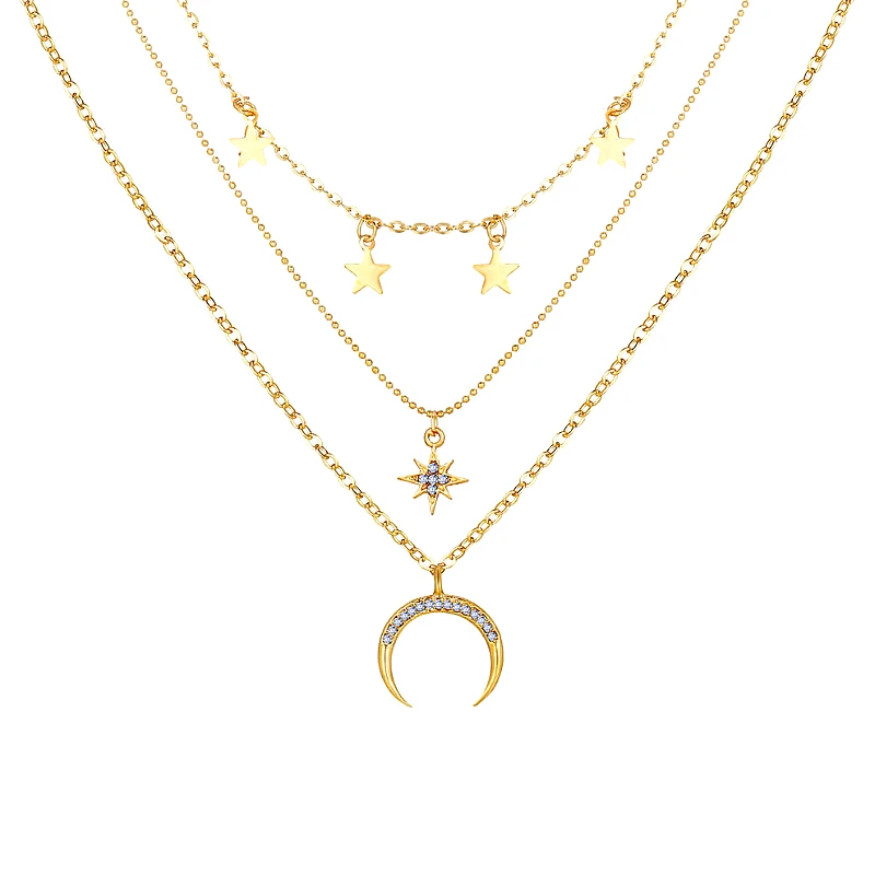 Star Moon Layered Necklace